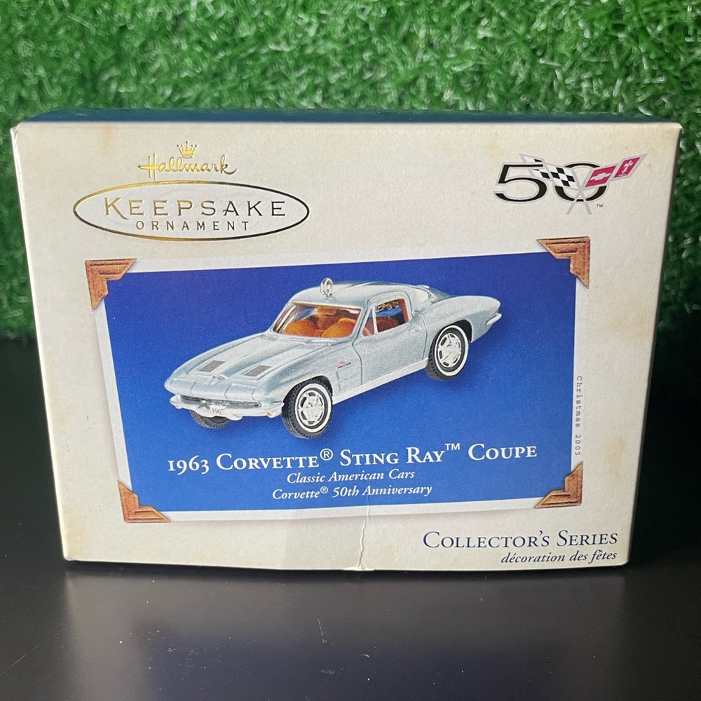 Hallmark 1963 Corvette Sting Ray Ornament - Blue and White